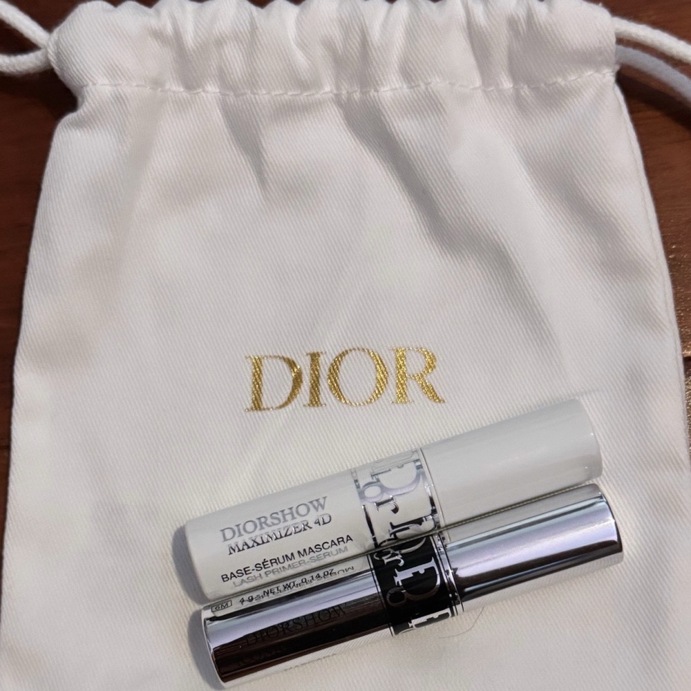Dior DUO Mascara Deluxe Travel Set 4D Primer & Overcurl w/ White Bag - NEW!